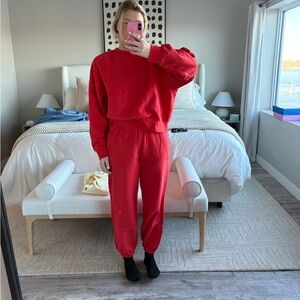 Athleta red sweatsuit